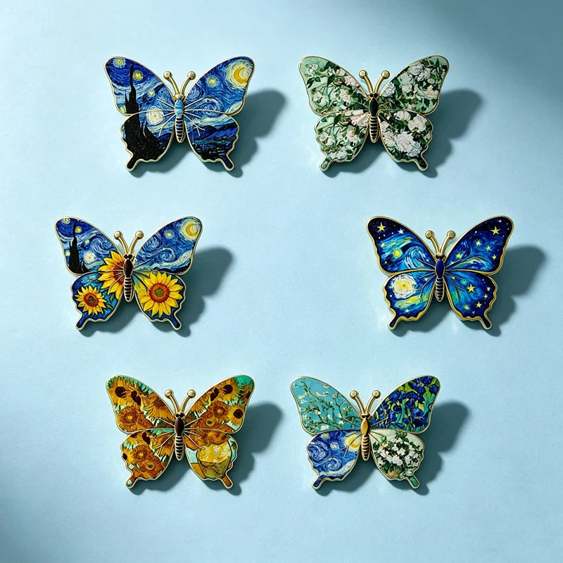 6-Pack Big Flower Butterfly Brooches for Women's Clothing Accessories