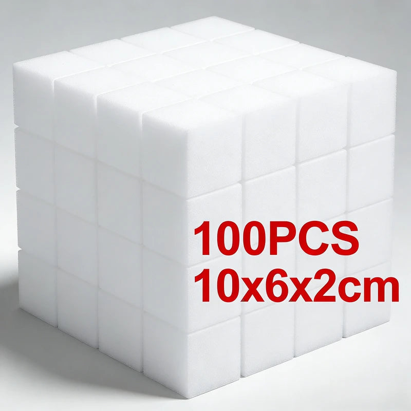 100Pcs Magic Sponge Cleaner Melamine Foam Scouring Pads for Household Cleaning