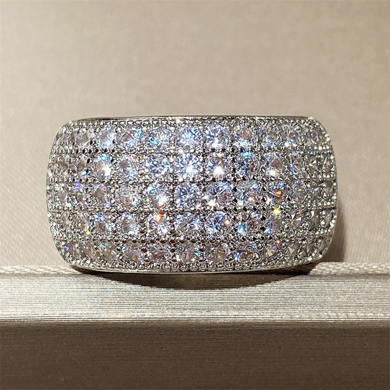 Micro Paved CZ Ring for Women - Bling Bling Fashion Engagement Wedding Band