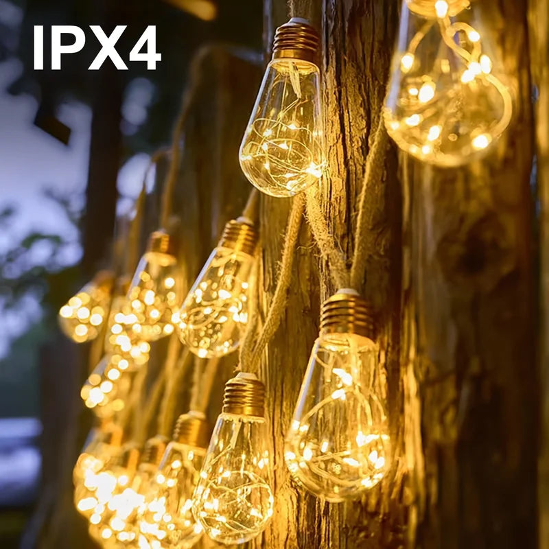 Solar Outdoor String Lights with 8 Modes, 15/10 Bulbs for Garden, Patio, Party, Christmas