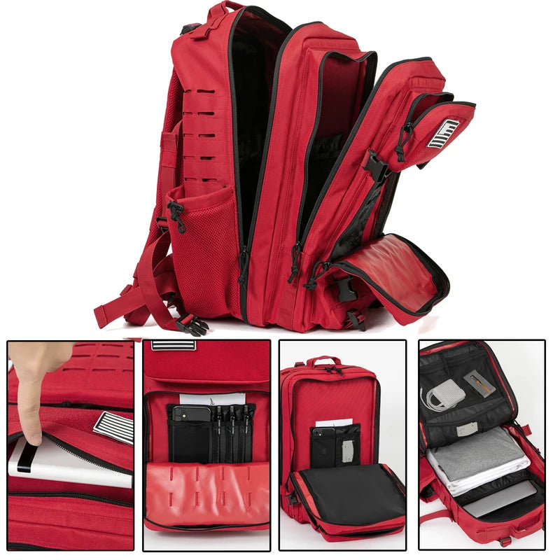 45L Men's Tactical Backpack with Double Cup Holders Outdoor Camping Hiking Survival Gear