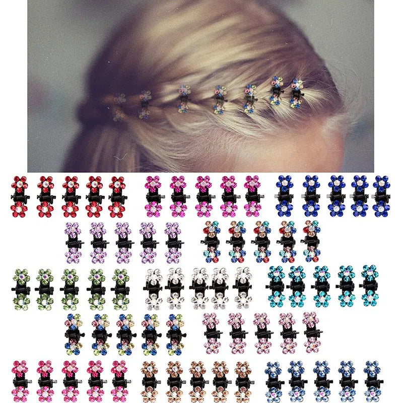 12pcs Colorful Glitter Flower No-Slip Metal Hair Claws for Girls