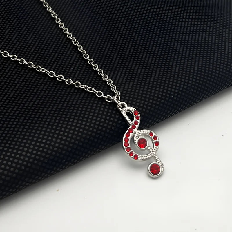 Delicate Crystal Music Note Necklace for Women & Girls - Musical Pendant Jewelry