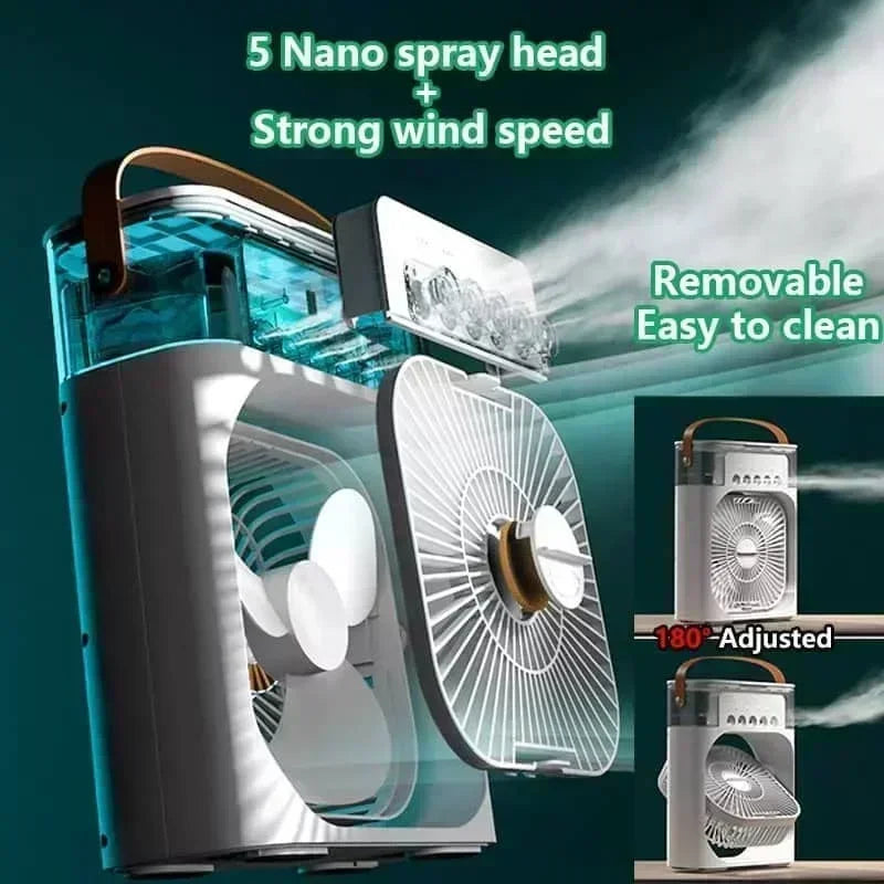 3-in-1 Portable Air Cooler Fan Humidifier Night Light Personal Air Conditioner