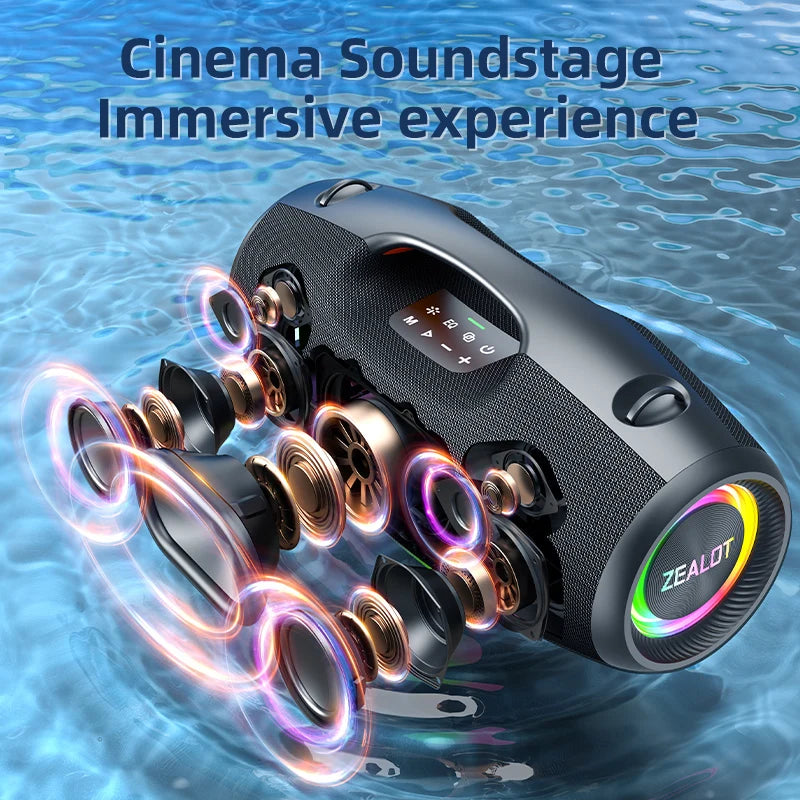 250W Waterproof Portable Bluetooth Speaker with Deep Bass and Outdoor Design