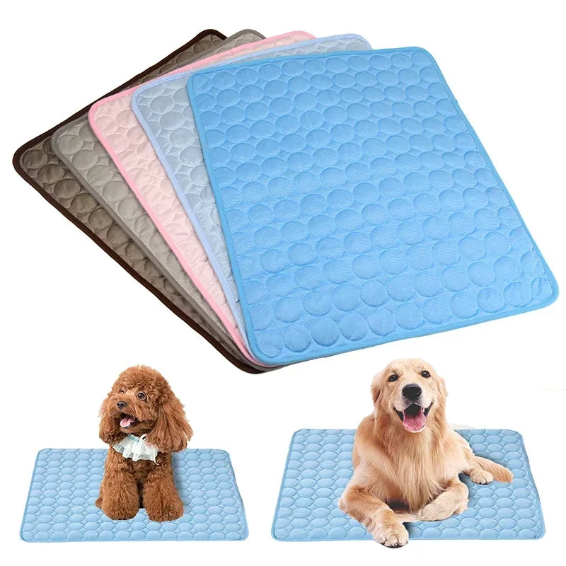 Cooling Pet Mat for Dogs and Cats - Self-Cooling Ice Silk Bed for Summer Comfort
