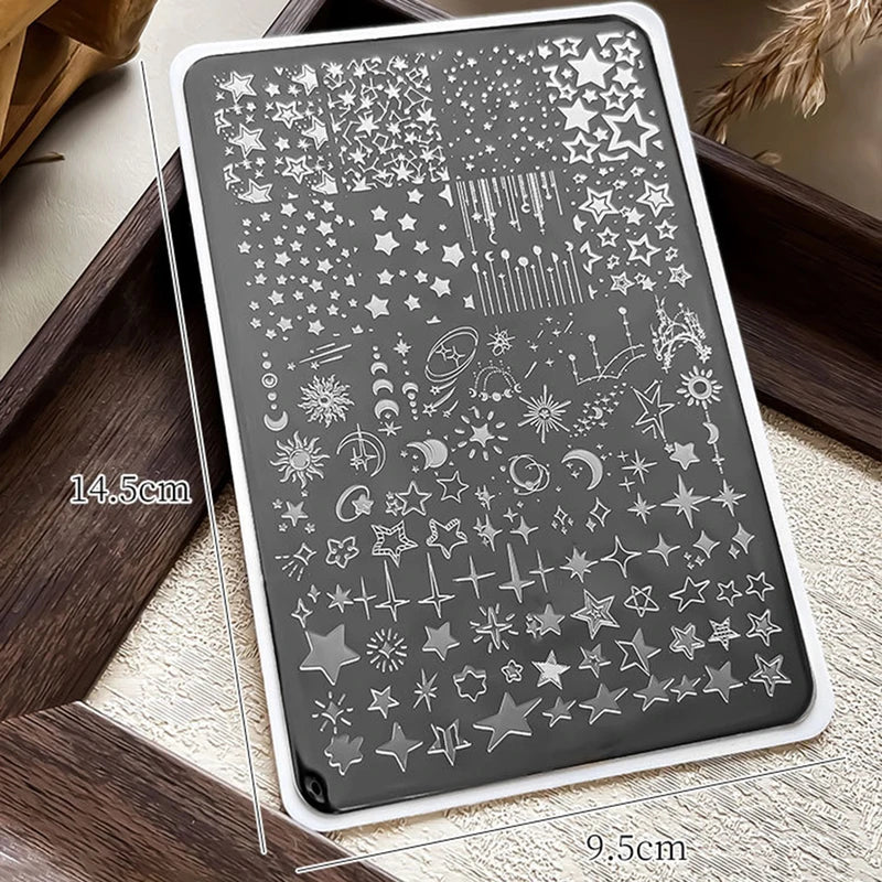 Moon & Star Nail Art Stamping Plates 14.5x9.5 cm for DIY Manicure & Nail Design