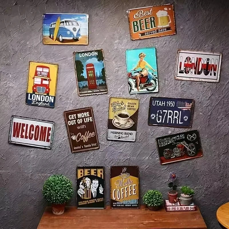 Retro Pistol Metal Sign Wall Decor Indoor Outdoor Man Cave Cafe Bar Garden