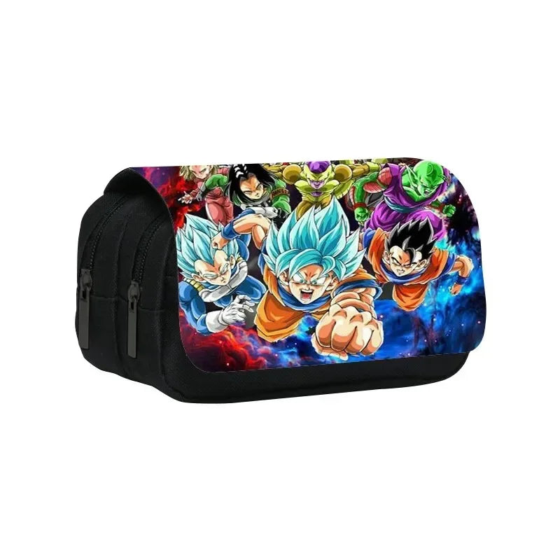 Anime Dragon Ball Pen Bag Goku Cartoon Fully Printed Large Capacity Pencil Case Stationery Bag for Students Gift