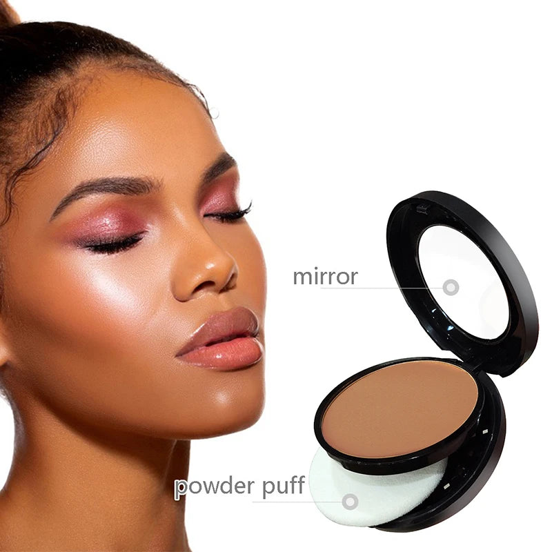 Matte Face Powder with Full Coverage Oil Control Waterproof Foundation