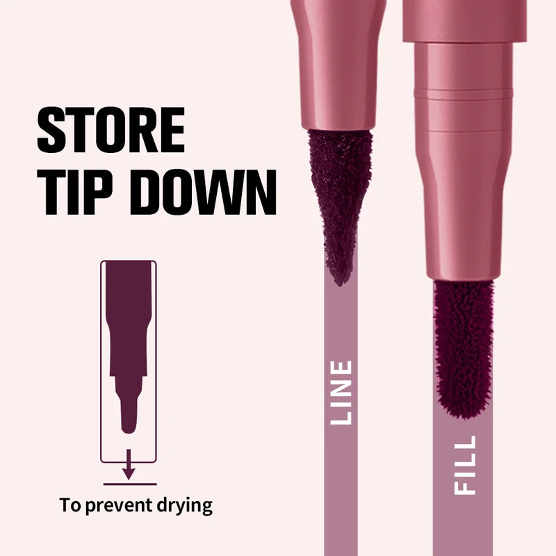 Long-Lasting Lip Contour Lip Stain & Lip Liner Pencil - Waterproof & Smudge-Proof, Dual-Sided Design, Multiple Colors