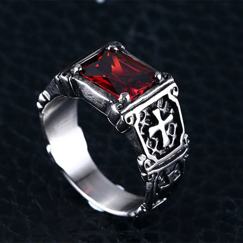 Men's Cross Pattern Zircon Ring Charm - Party Jewelry Accessory Gift