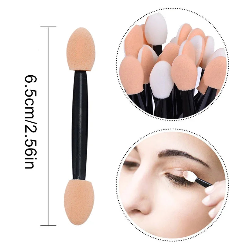 Disposable Eyeshadow Applicator Set - Double End Sponge Makeup Brushes, Portable, Bulk 30/50 Pcs