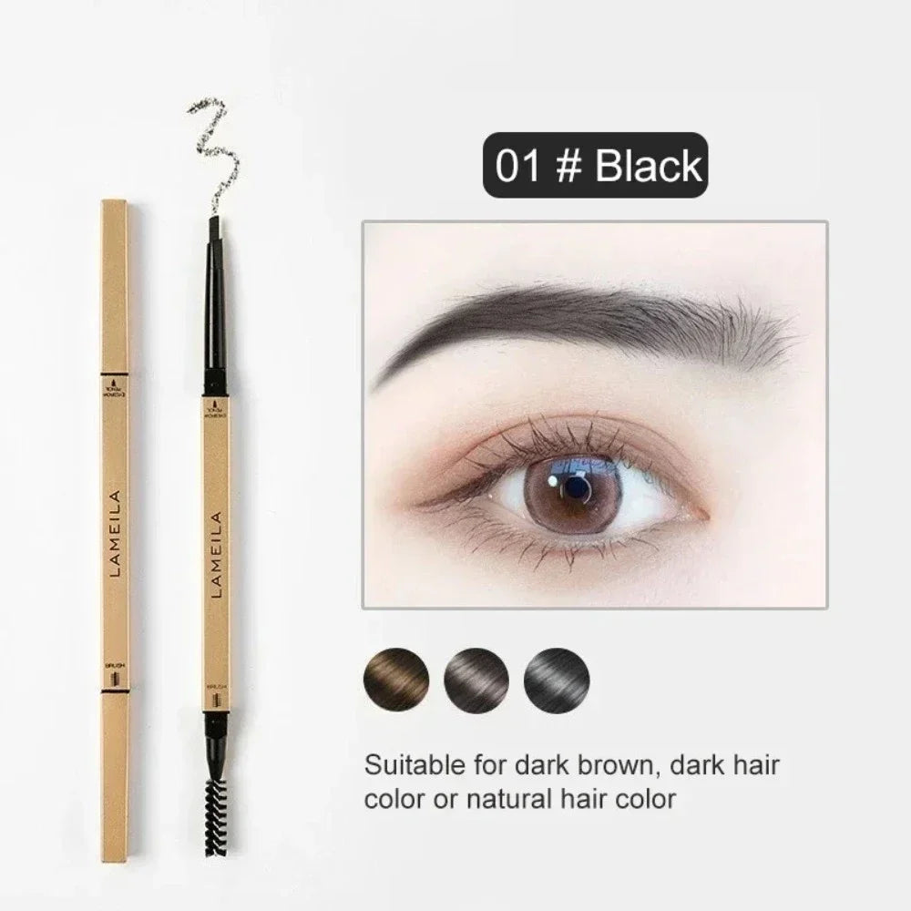 Waterproof Sweatproof Double Head Eyebrow Pencil with Brush - Natural Eye Makeup Tool