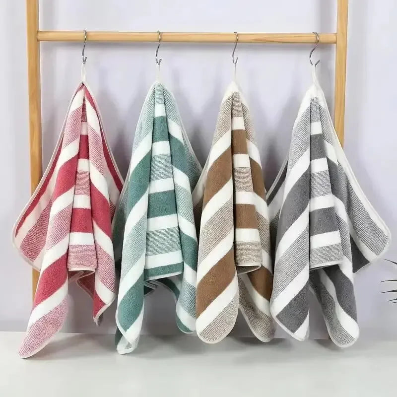 Striped Pattern Towel Set - Soft Quick Dry Bath & Face Towels