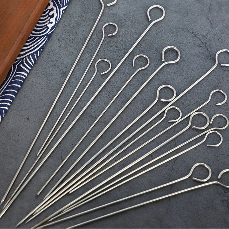 12 Pcs Stainless Steel BBQ Skewers 20cm Kebab Roasting Sticks for Grilling