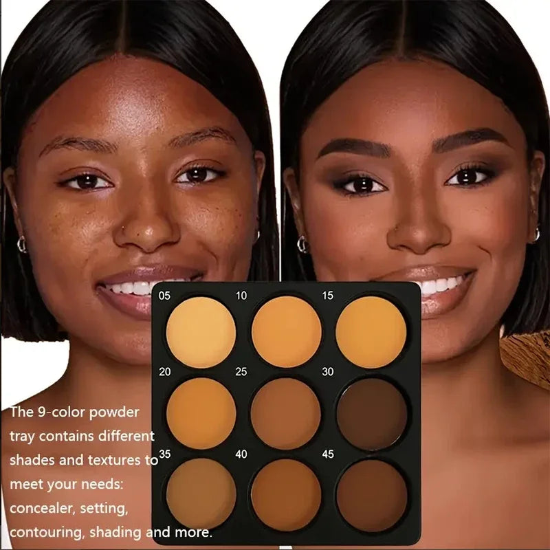 Dark Skin 9-in-1 Waterproof Face Palette - Contour, Concealer, Bronzer & Highlighter