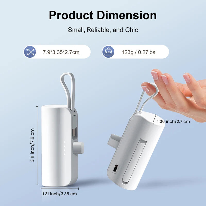 Mini Portable Power Bank 4500mAh Dual USB-C Phone Charger Compact
