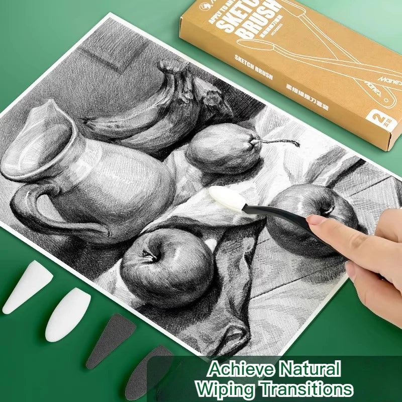 Sketch Blending Brush with Replaceable Sponge Head for Art Highlights and Shading