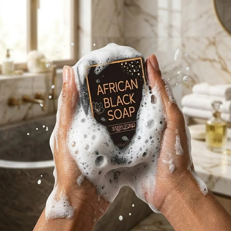Moisturizing African Black Soap with Shea Butter Oil for Deep Cleansing & Skin Hydration