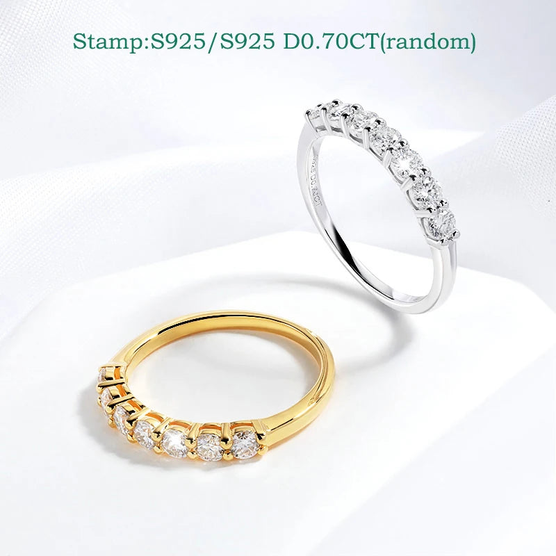 Moissanite Engagement Ring 0.7CT 3mm Silver Wedding Band for Women