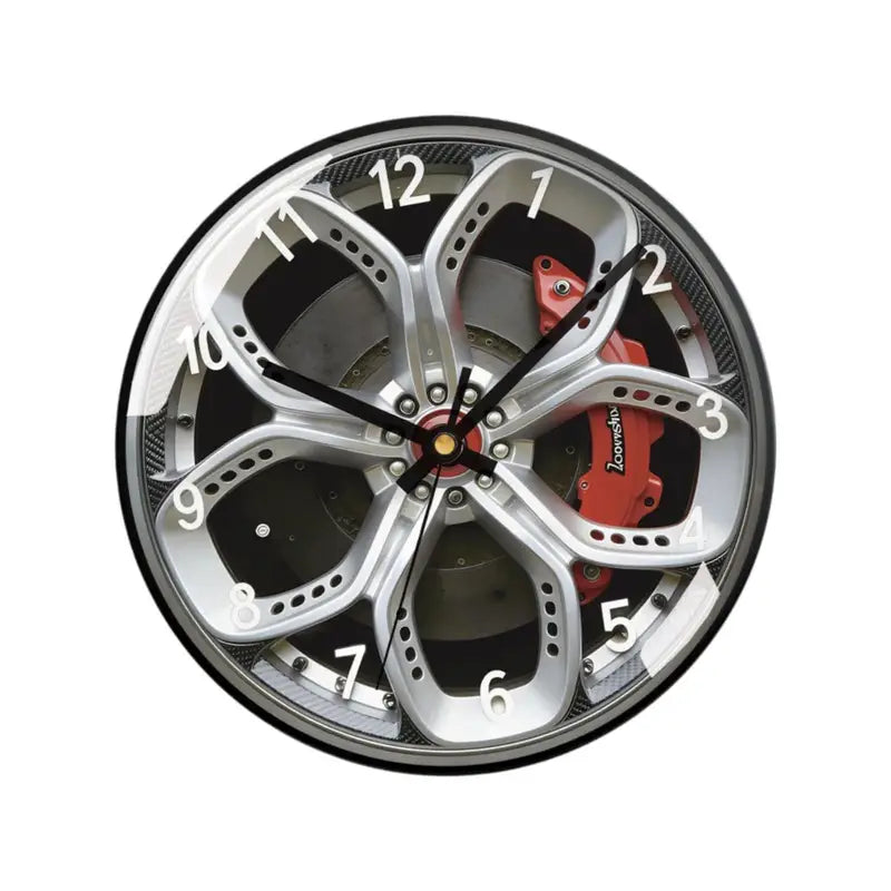 Modern Wall Clock with Car Wheel Tire Design - Silent Round Home Decor