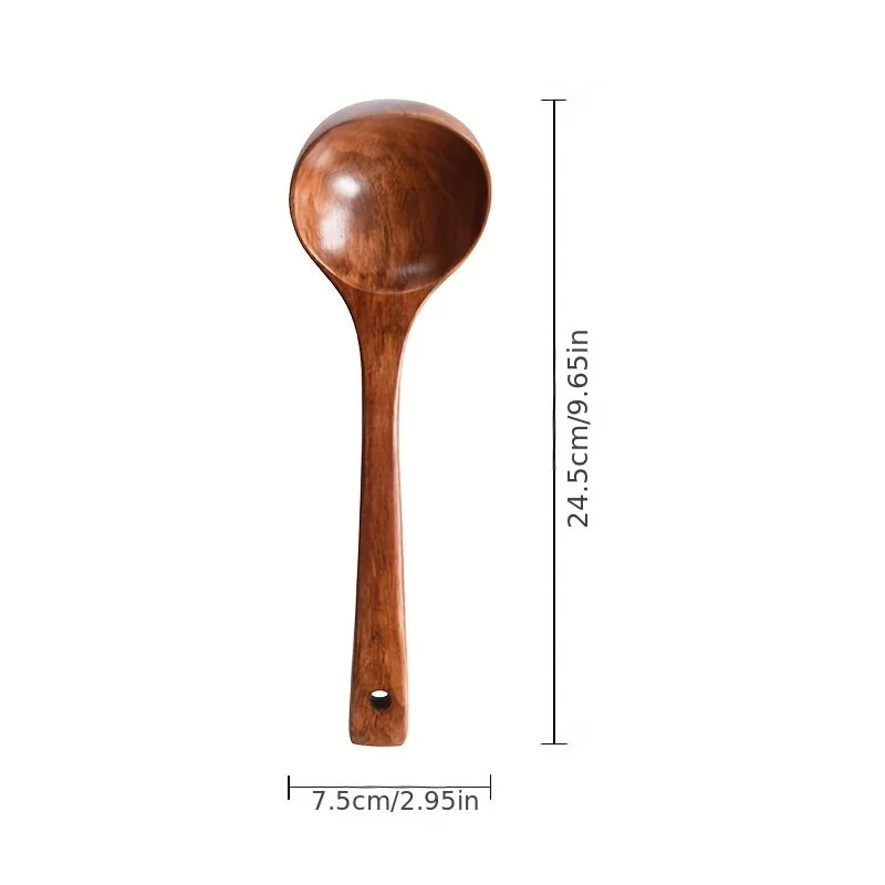 Non-Stick Wooden Cooking Spoon Set - Solid Food Safe Kitchen Utensils