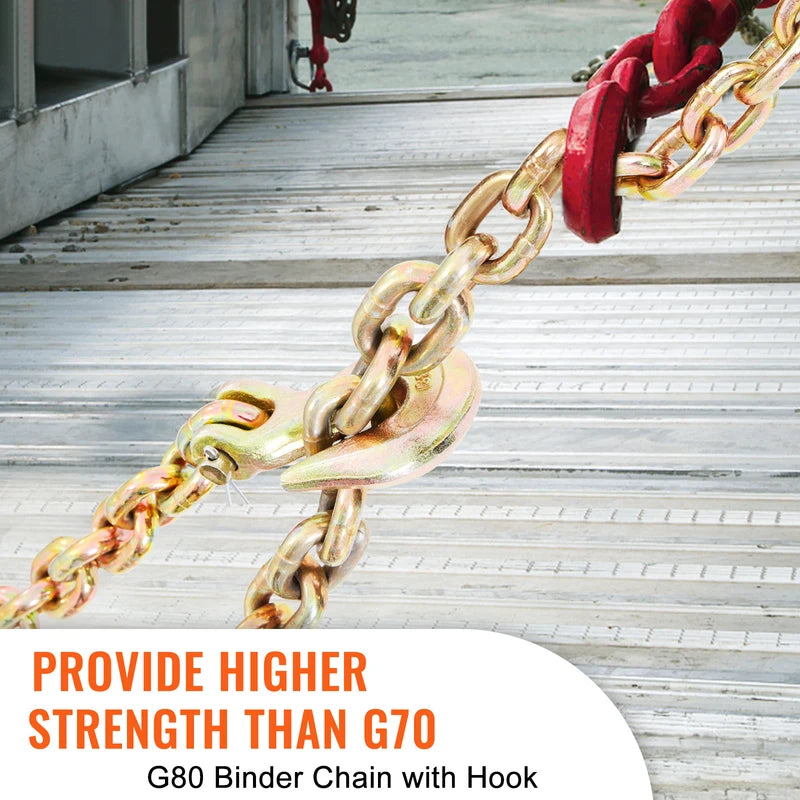 Heavy Duty Zinc Plated Binder Chain with Hooks - Transport & Tie Down