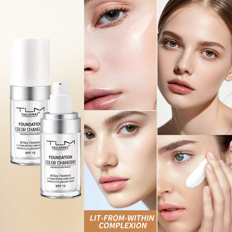 Color Changing Liquid Foundation & Concealer Waterproof Face Makeup 30ml