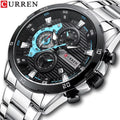 Men's Stainless Steel Watch with Luminous Dial and Chronograph - Unisex Fashion Timepiece