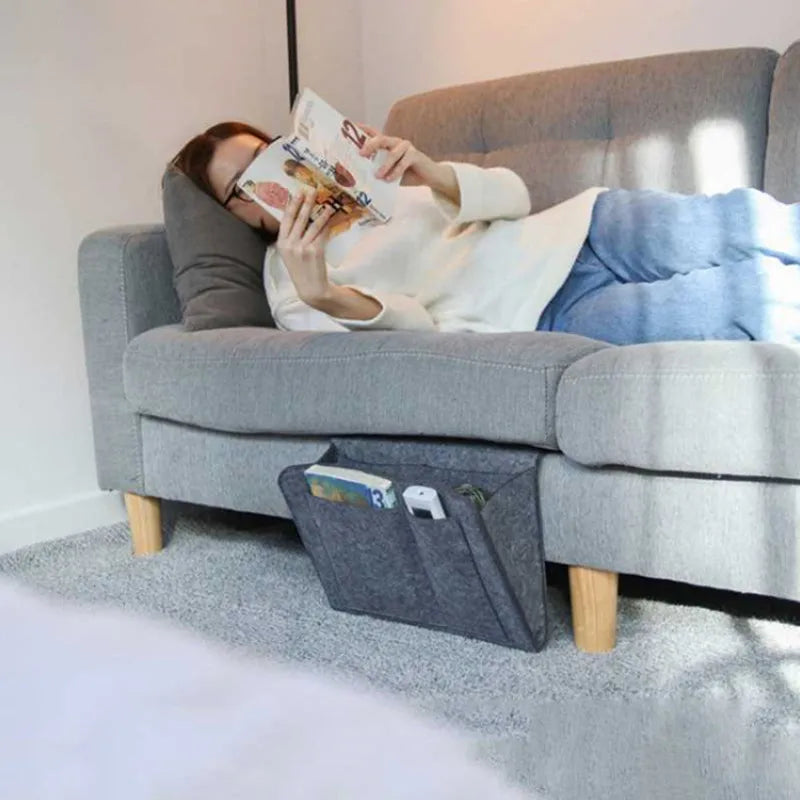 Multi-Use Storage Bag for Dorms Bed Sofa Bedroom Organizers with Felt Material