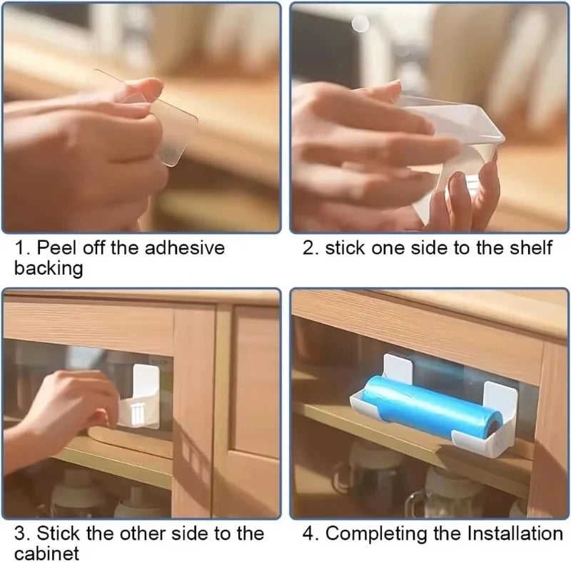 Wall-Mounted Trash Bag Holder Storage Box - Plastic Organizer for Kitchen