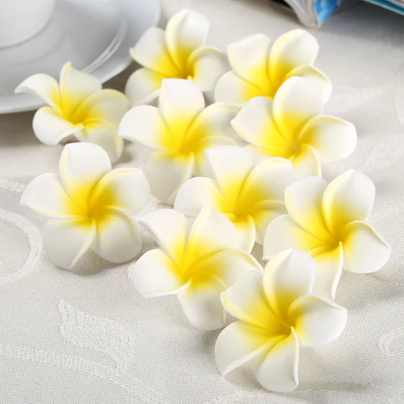 Fake Foam Frangipani Flowers for Wedding Decorations Craft Projects Hair Accessories - 10 Pack