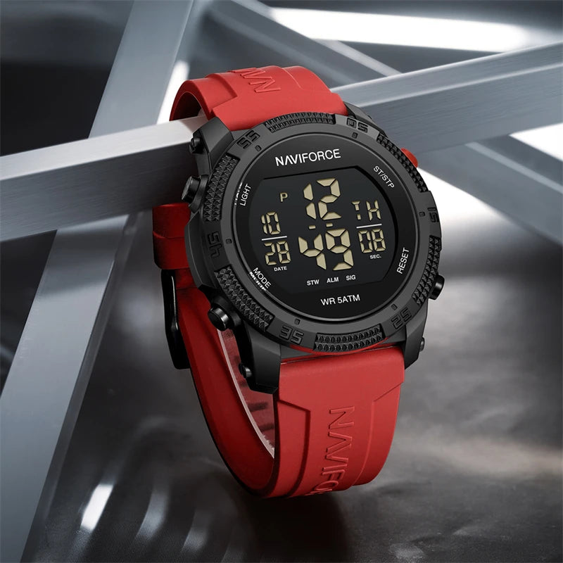 Men's Luxury Water-Resistant Digital Watch with Silicone Strap - Multiple Colors