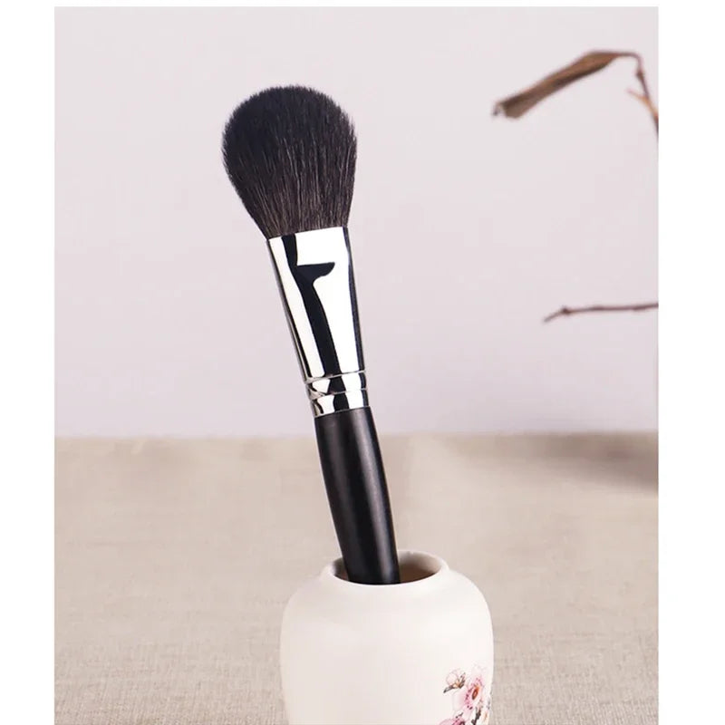 Luxury Makeup Brush for Cheeks - Natural Goat & Fox Hair, Rounded Powder Blush & Bronzer Tool