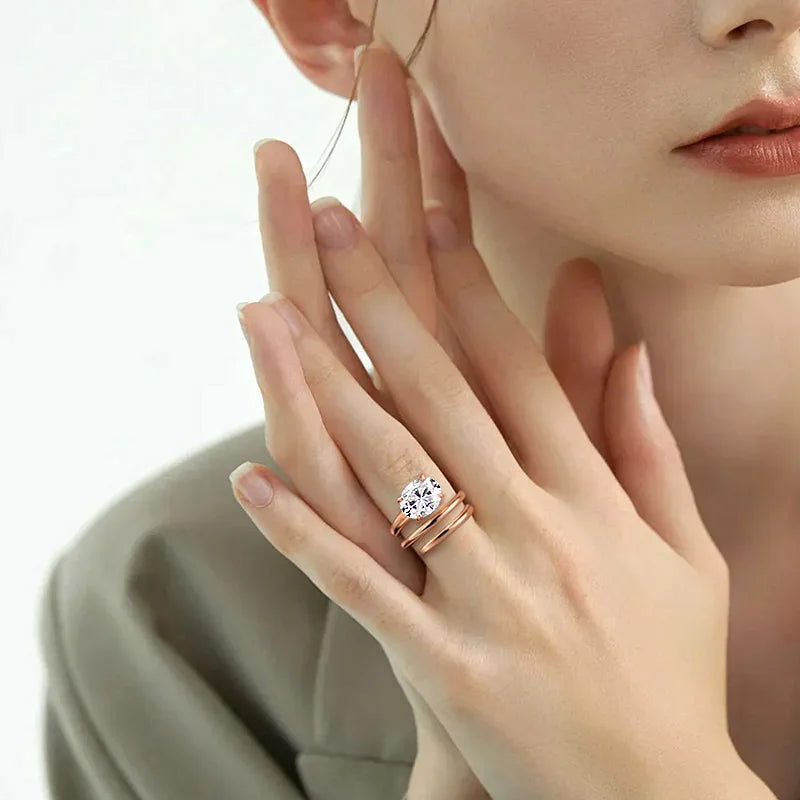 Sterling Silver Moissanite Wedding Ring 1-3CT Lab Diamond Band for Women