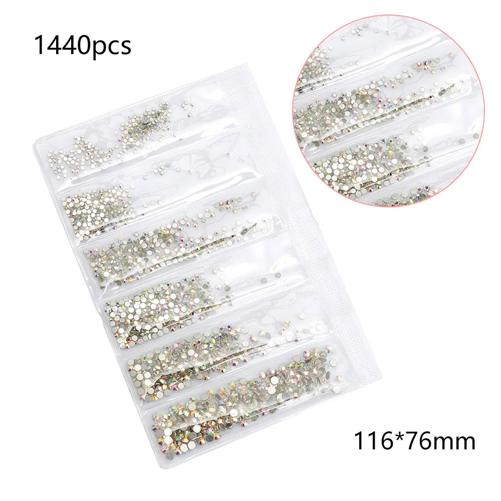 Assorted Flat Back Glass Rhinestones for Nail Art & Crafts - Non Hotfix Crystals