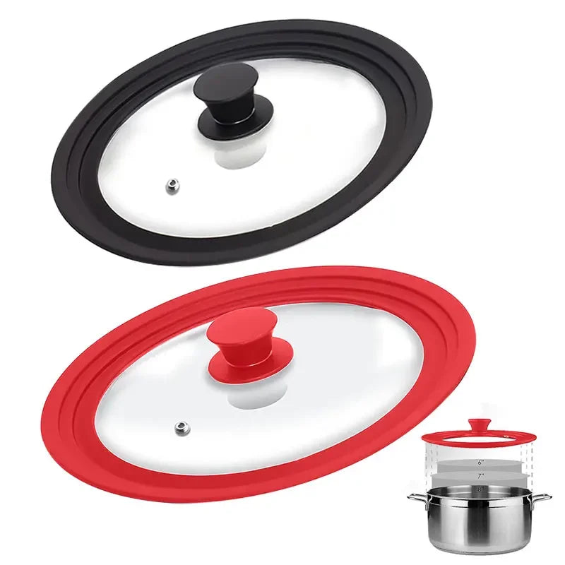 Universal Round Silicone Glass Lid for Pans and Skillets - Fits 16-32cm Cookware