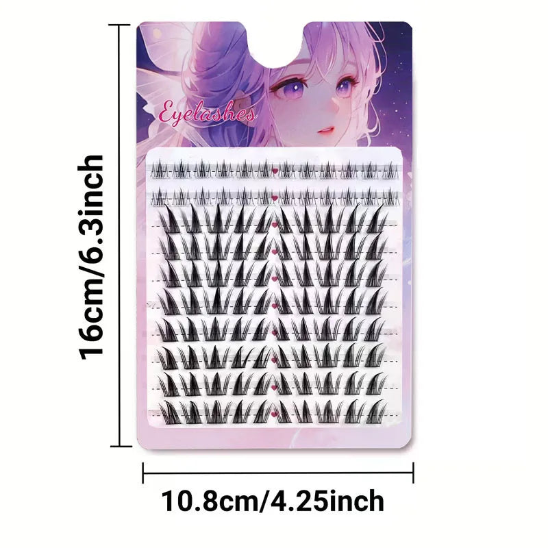 Natural Appearance False Eyelash Set - 104 Pieces, 6-15mm Mixed Length, C Curl, Cosplay Styling