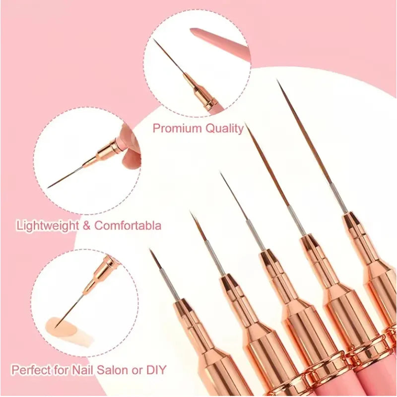 Professional Nail Art Liner Brush Set for Fine Detailing & French Designs