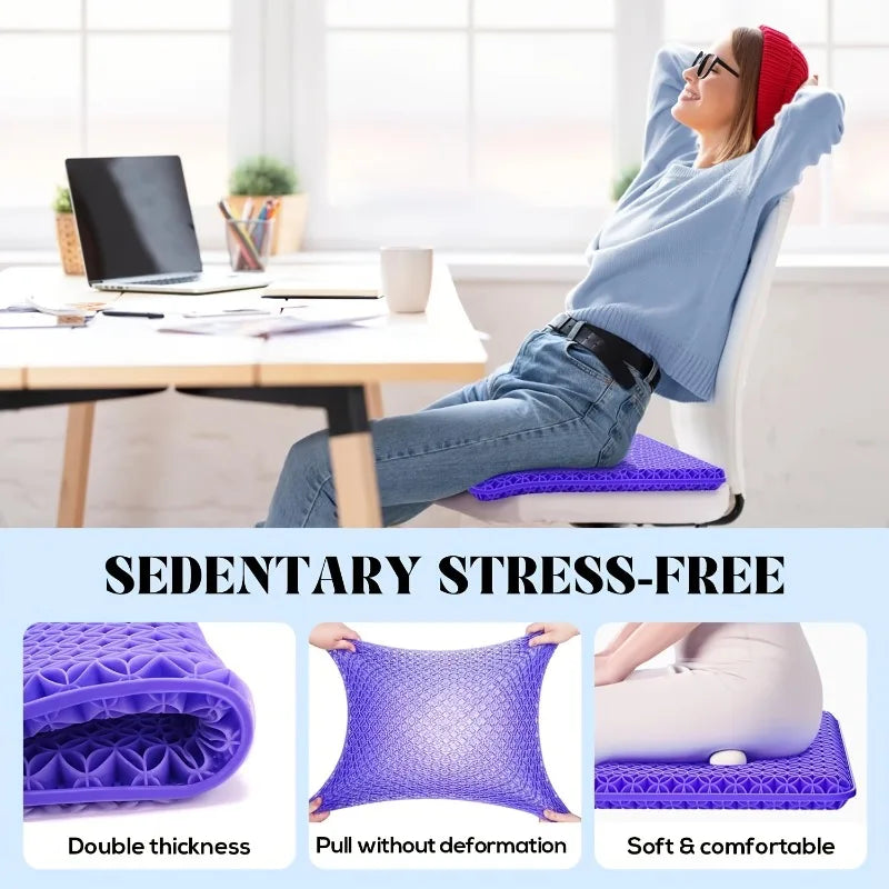 Breathable Gel Seat Cushion for Office Car Travel Support - Non-Slip Base