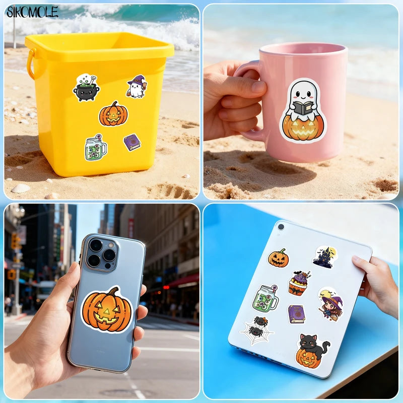 Halloween Ghost Pumpkin Stickers 10/30/50pcs Cute Kawaii DIY Phone Laptop Decor