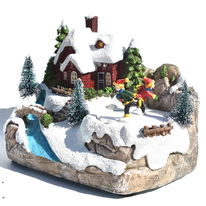 Christmas Snowhouse Glow Craft Snowman Garden Ornament with Music - Holiday Resin Decor