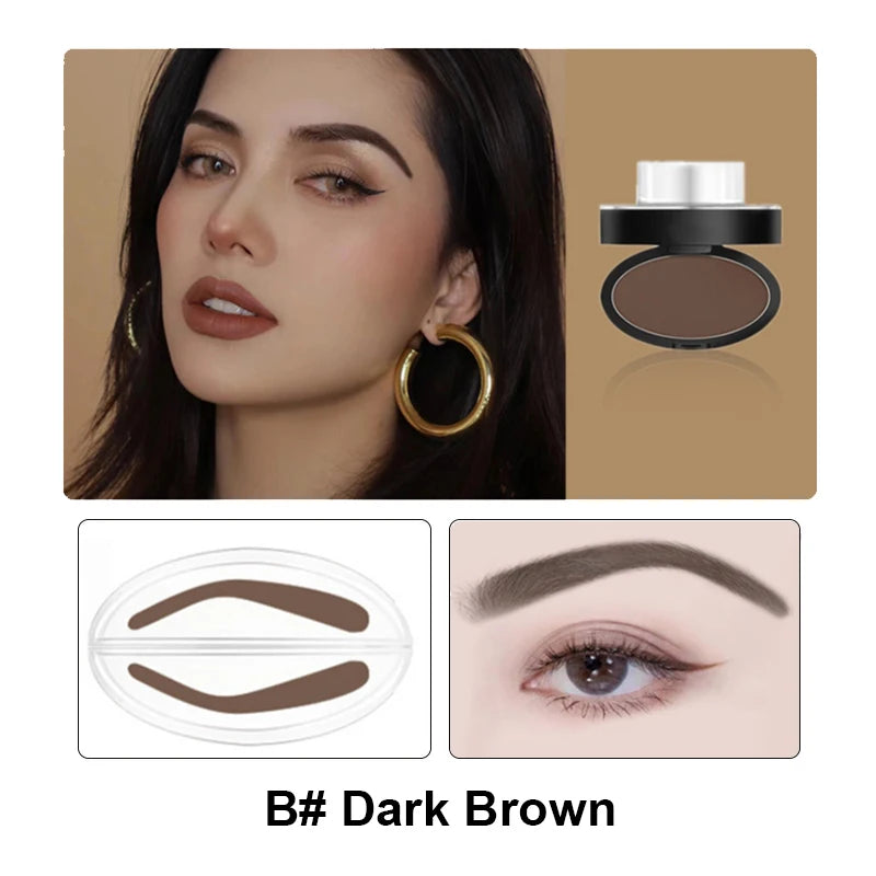 Eyebrow Powder Stamp Tint Kit Waterproof & Quick Makeup with Stencils