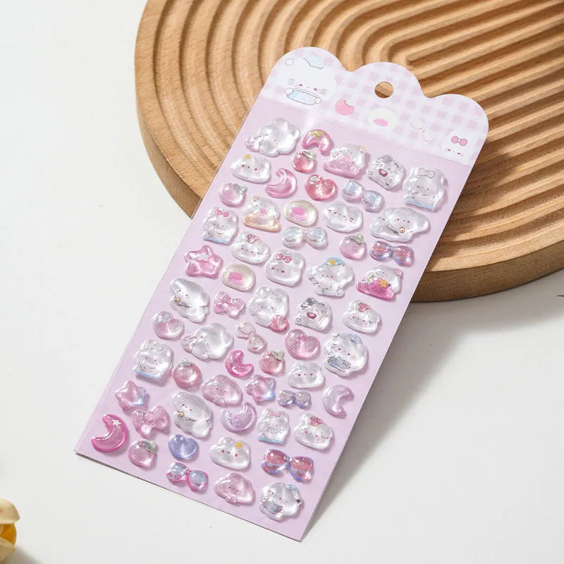 Self-Adhesive 3D Bubble Stickers for Bottles and Crafts - Cute Animals & Hearts