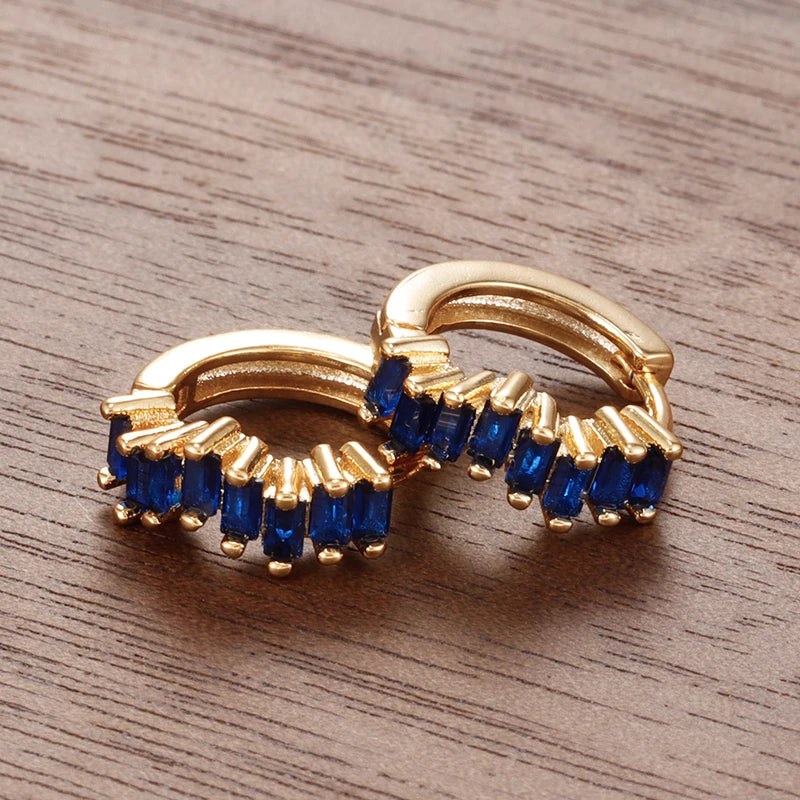 2PCS Stainless Steel Irregular CZ Zircon Hoop Earrings for Women - Small Huggie Cartilage Jewelry