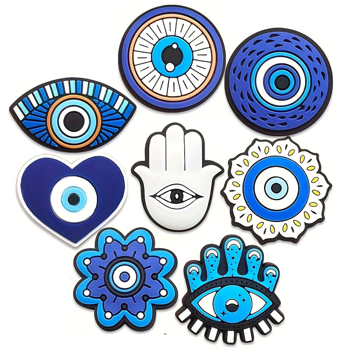 8 Pieces Evil Eye Accessories Set for Shoes Bags and DIY Decorations