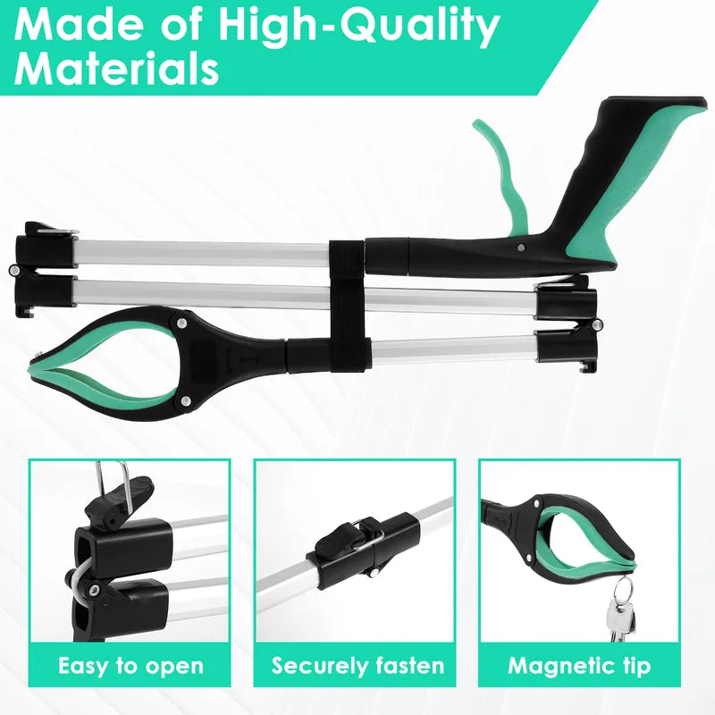 Foldable Hand Reacher Grabber Tool for Trash and Item Pickup - Portable Collapsible