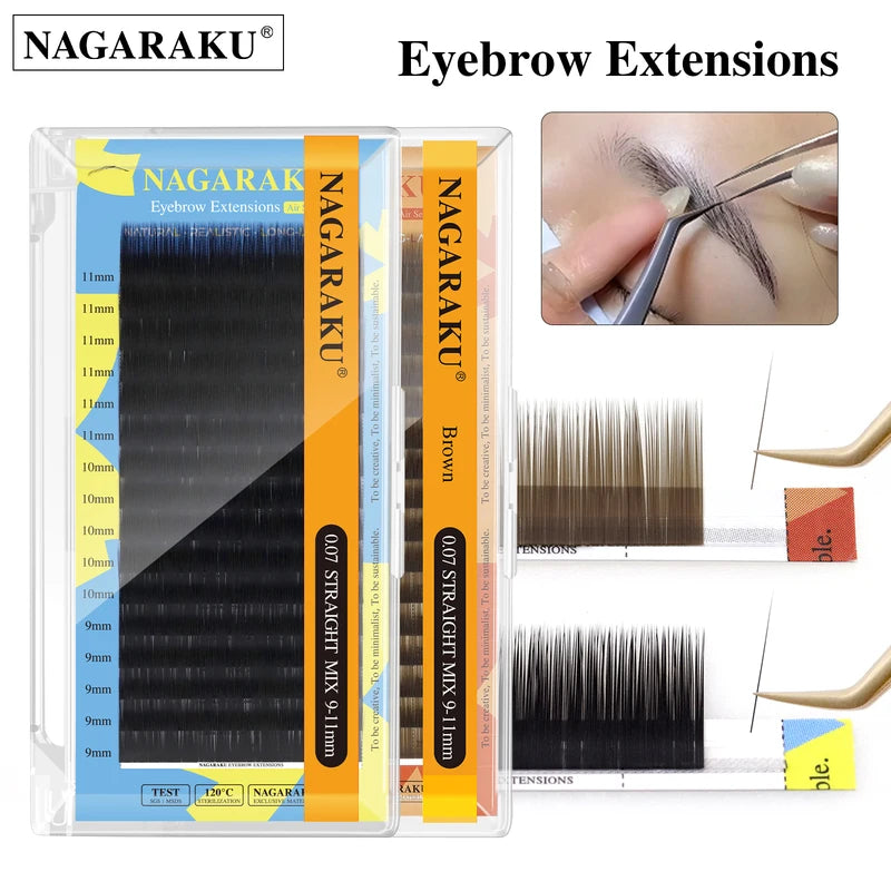 Eyebrow Extensions 16 Lines Straight Curl Soft Natural Look - Multiple Colors & Thicknesses
