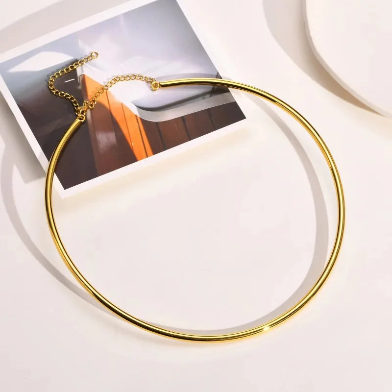 Fashionable 4mm Stainless Steel Collar Necklace Gold Silver Metal Chain Jewelry